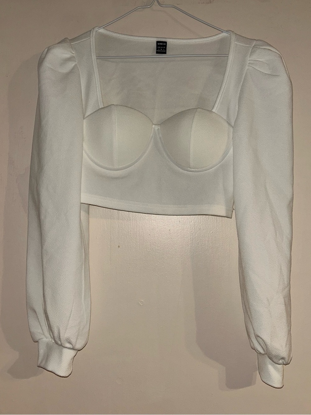 White Puffed-Sleeve Cropped Bustier Top